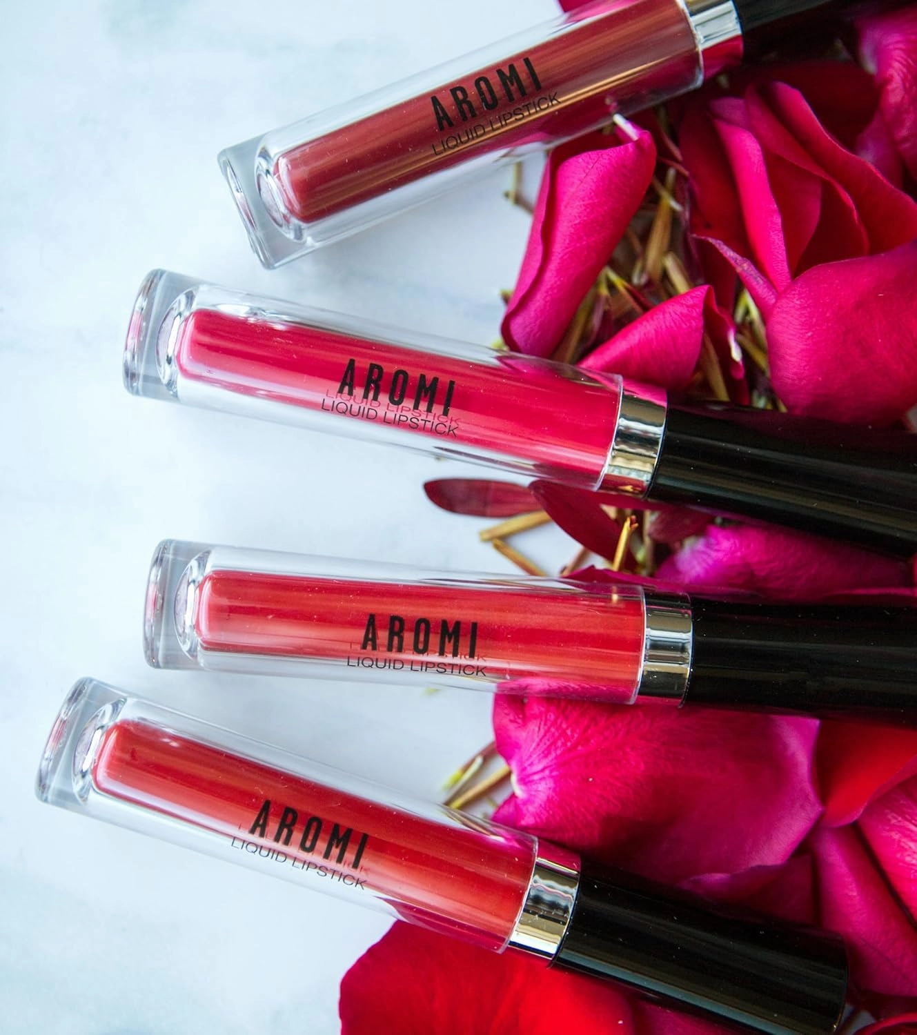 Aromi Bright Red Matte Liquid Lipstick | Red Hot Lip Color, Vegan, Cruelty-free, Long-lasting Lipstick, Waterproof, Handmade (Preppy Red)