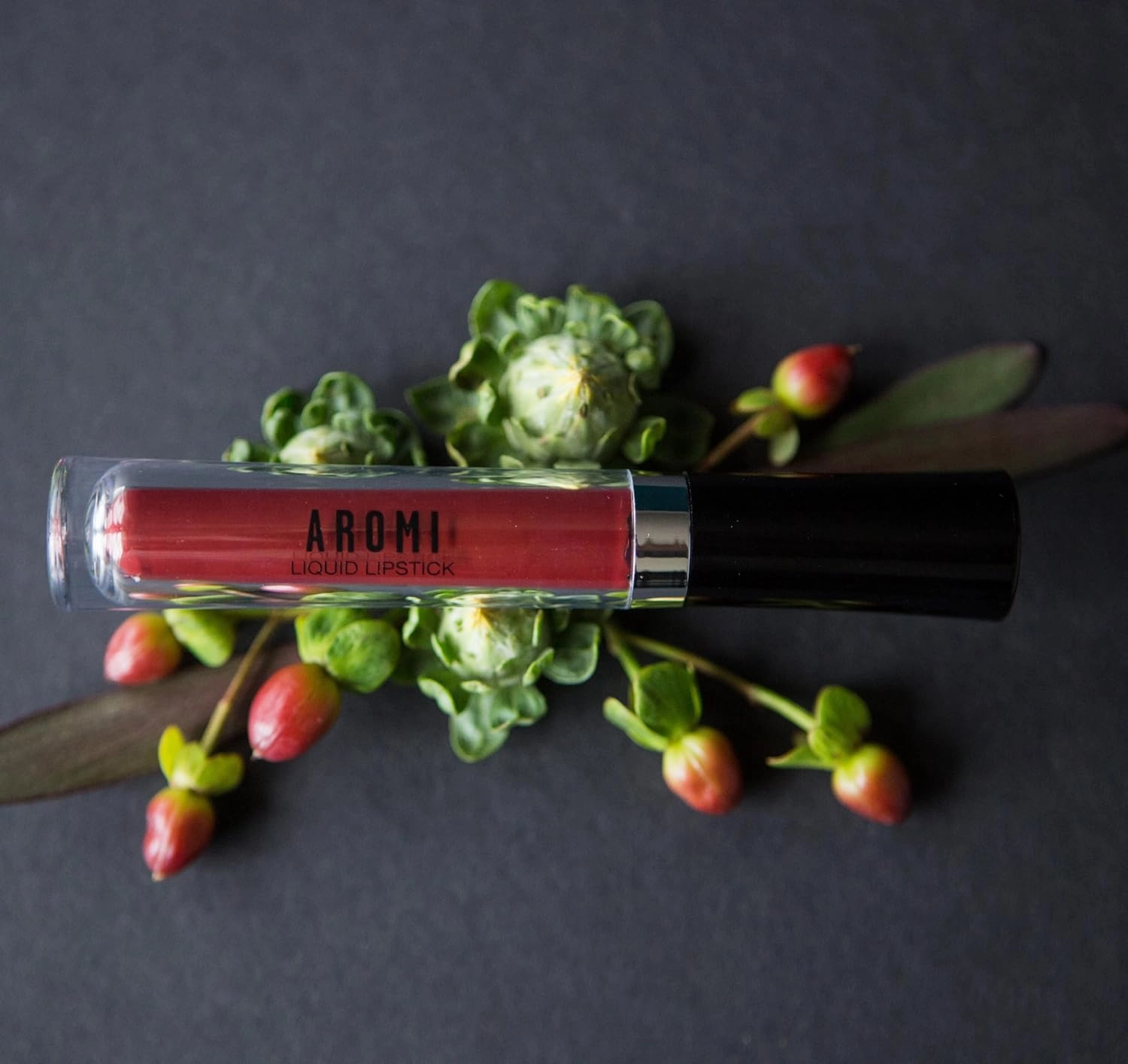 Aromi True Maroon Matte Liquid Lipstick | Dark Red Lip Color with Warm Undertones, Bordeaux Lipstick, Vegan, Cruelty-free, Long-wear, Waterproof (Rich Rosewood)