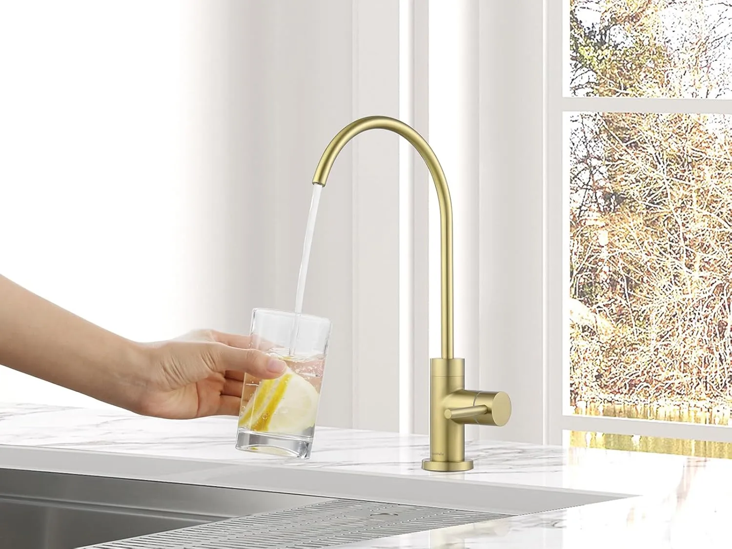 AS09CB Champagne Bronze Stainless Steel Kitchen Water Filter Faucet RO Faucet for Most Reverse Osmosis Units or Water Filtration System in Non-Air Gap