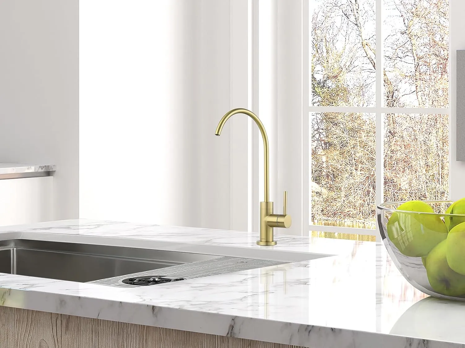 AS09CB Champagne Bronze Stainless Steel Kitchen Water Filter Faucet RO Faucet for Most Reverse Osmosis Units or Water Filtration System in Non-Air Gap