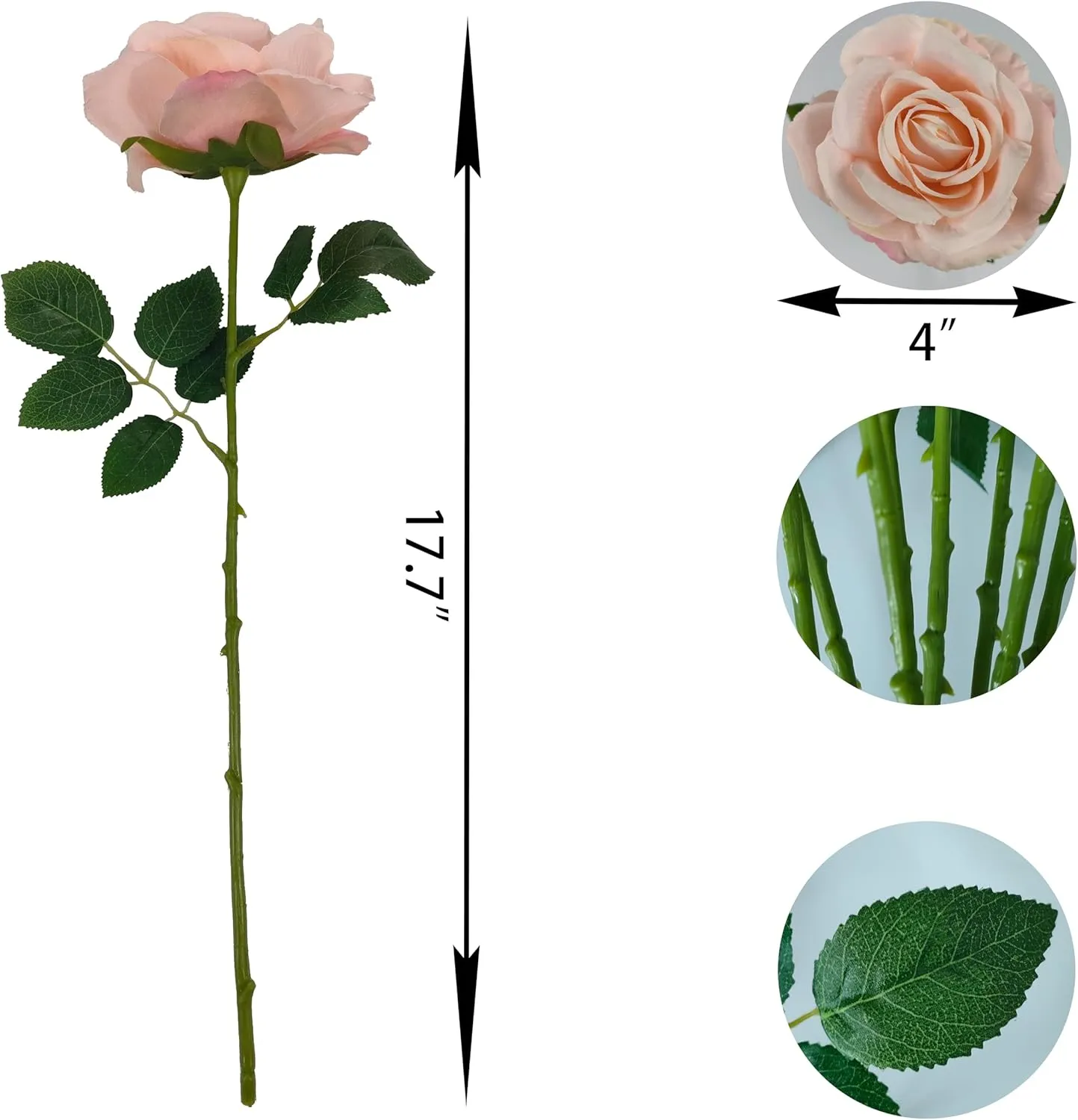 ATFL Blush Flowers,12 Pcs Blush Pink Roses,Light Pink Artificial,Flower Diameter 4'',Artificial Roses with Stems for Wedding Arrangement Centerpieces Party Home Table Decorations(Blush Pink)