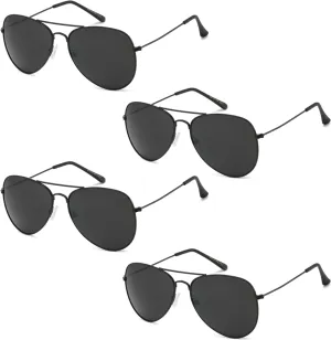 Aviator Sunglasses for Men & Women - 100% UV Protection Classic Pilot Aviator for Mens - Sunglasses Pack of 4