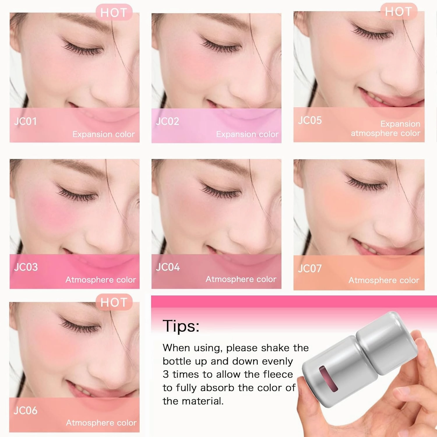 Aztk Liquid Blush, Aztk Jello Color Liquid Blush Jc04, Matte Nude Pink Orange Makeup Blusher Cream, Highlight Contour 3 In 1 For Women For Face Contours (JC03)