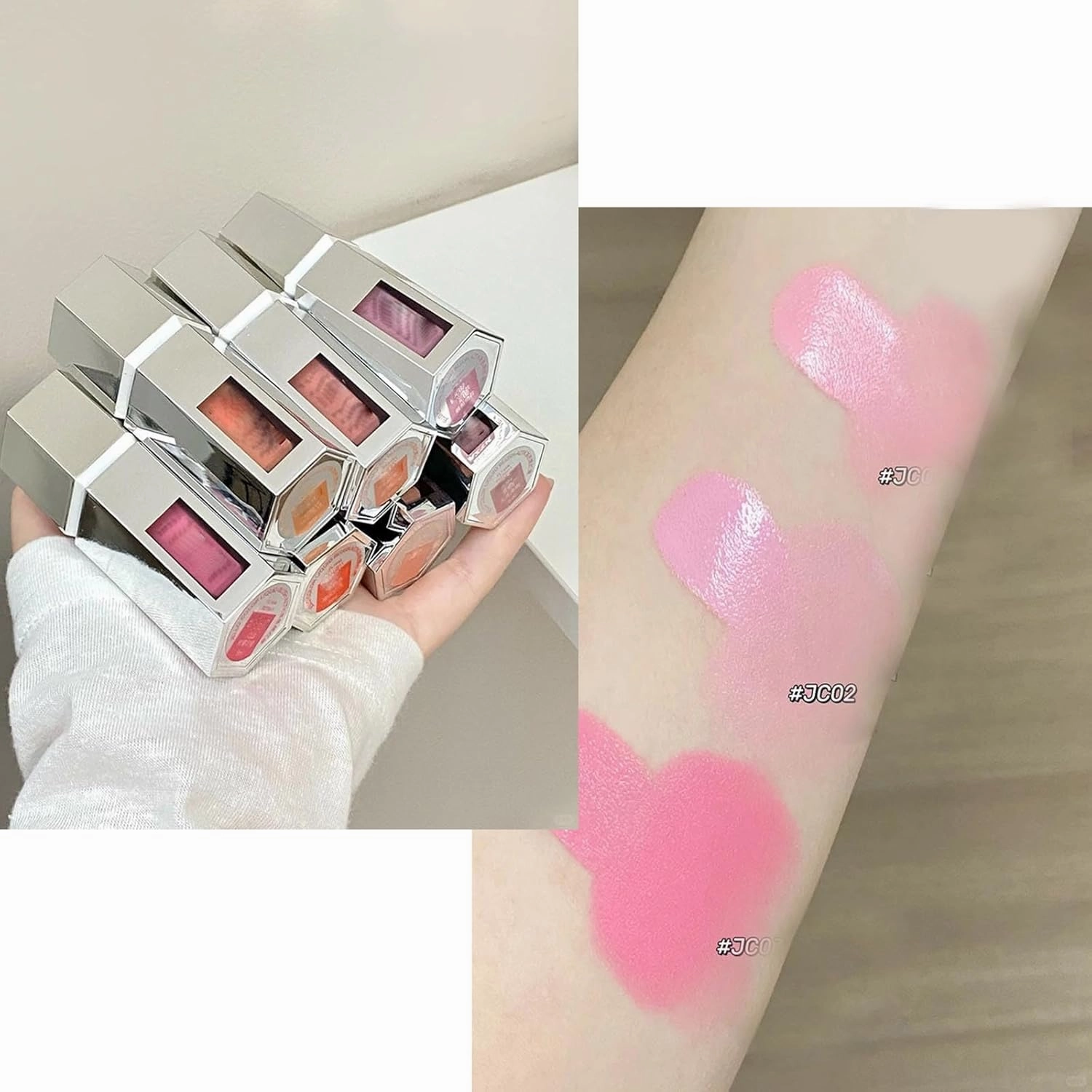 Aztk Liquid Blush, Aztk Jelly Color Liquid Blush, AztkBlush Lotion, LiquidBlush Sponge Head, Matte Nude Pink Orange Makeup Blusher Cream, Highlight Contour 3 in 1 For Women (JC04, 5ML)