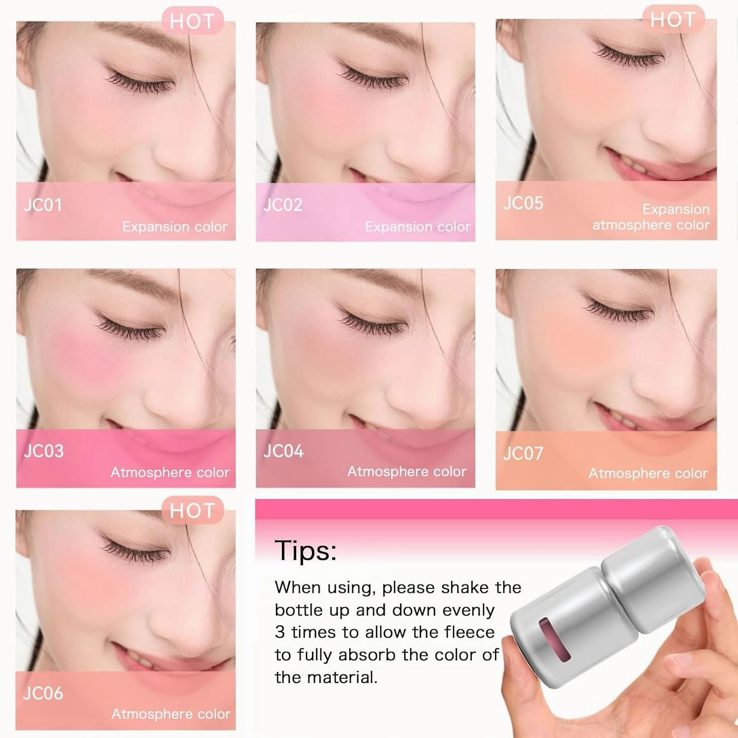 Aztk Liquid Blush, Aztk Jelly Color Liquid Blush Jc04,Highlight Contour 3 in 1 for Women,With Sponge Head, Matte Nude Pink Orange Makeup Blusher Cream for Cheeks (JC04)