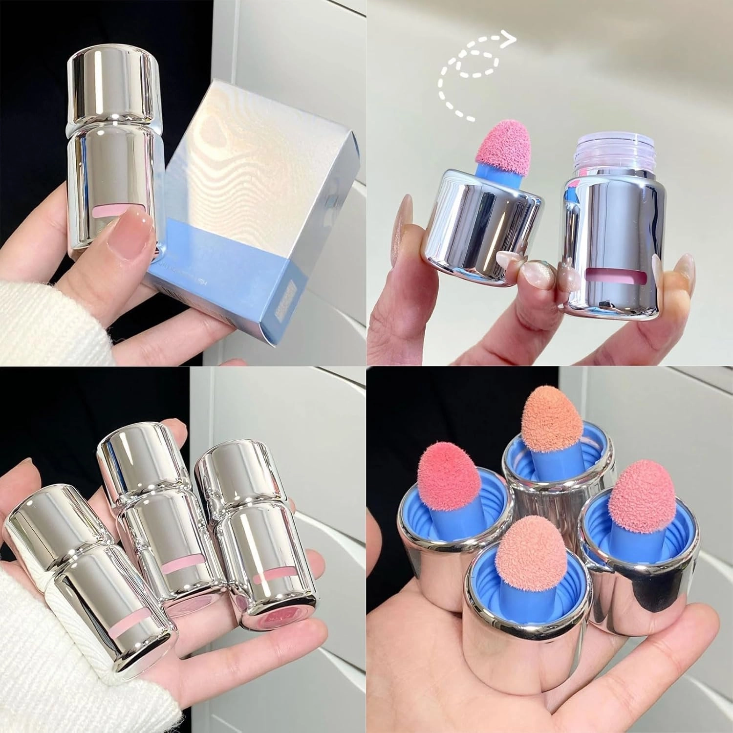 Aztk Liquid Blush, Aztk Jelly Color Liquid Blush Jc04,Highlight Contour 3 in 1 for Women,With Sponge Head, Matte Nude Pink Orange Makeup Blusher Cream for Cheeks (JC04)