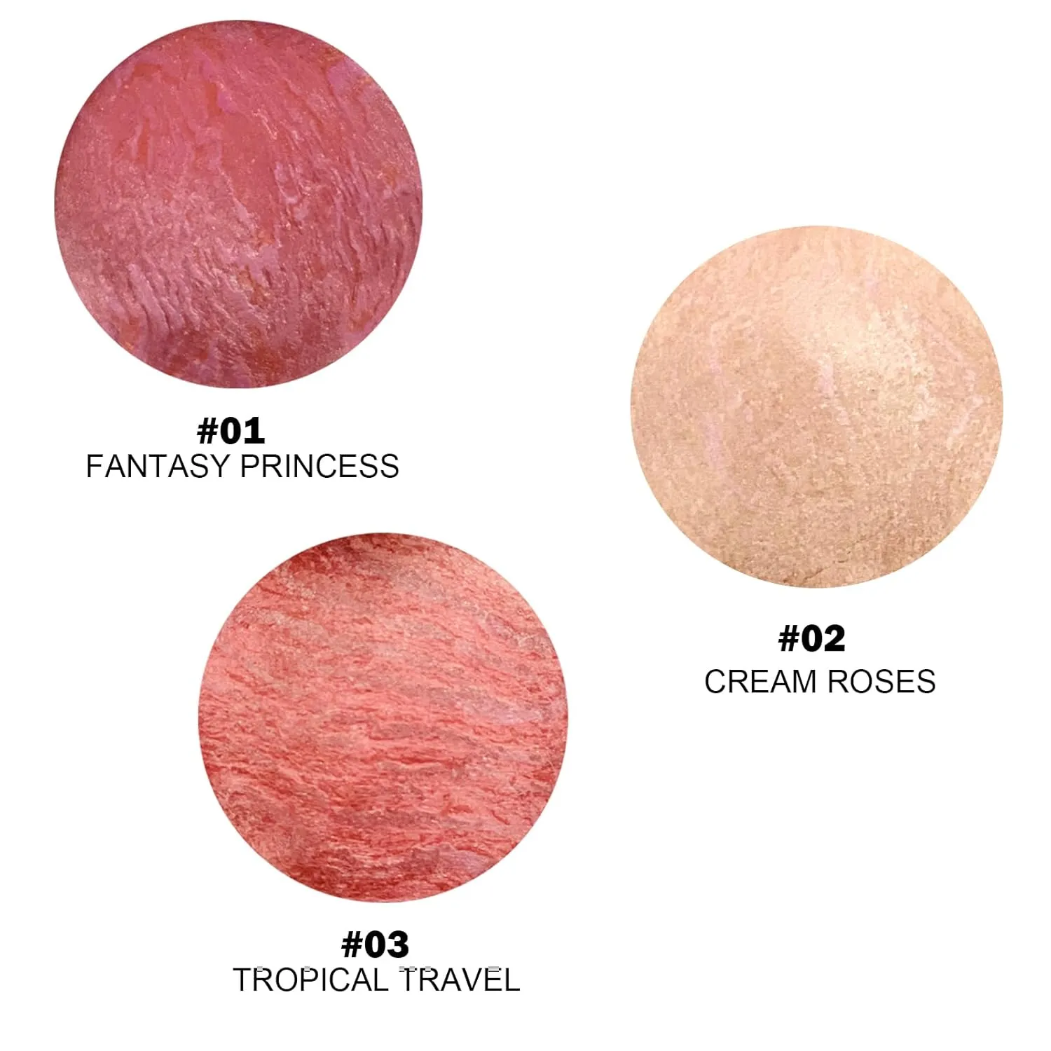 Baked Blush Marbleized Powder Blush for Cheeks, Creamy Lightweight Natural Finish, Infused with Vitamin E, Vegan & Cruelty Free, Talc Free - #002 CREAM ROSES