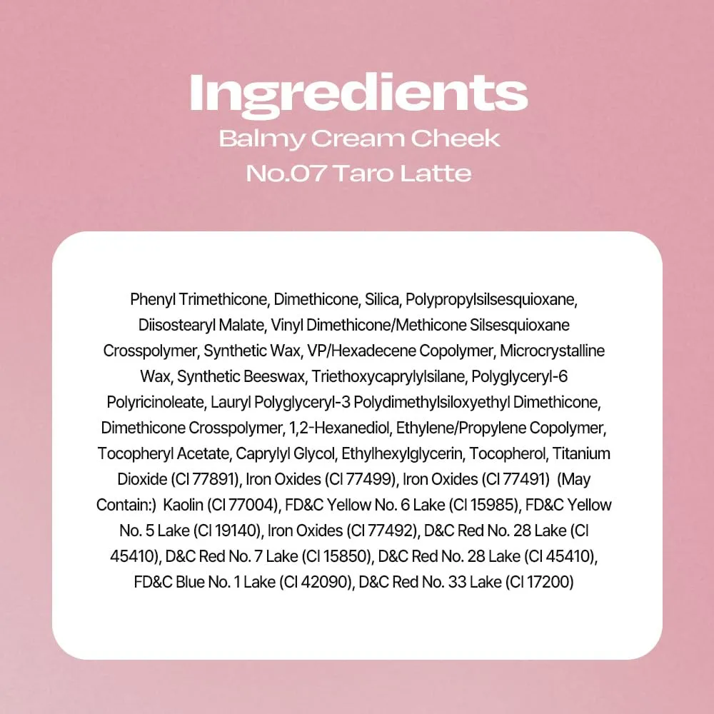 Balmy Cream Cheek | Lightweight, Natural Finish Cream Blush with Blurring Effect | 2.5g (No.7 Taro Latte)