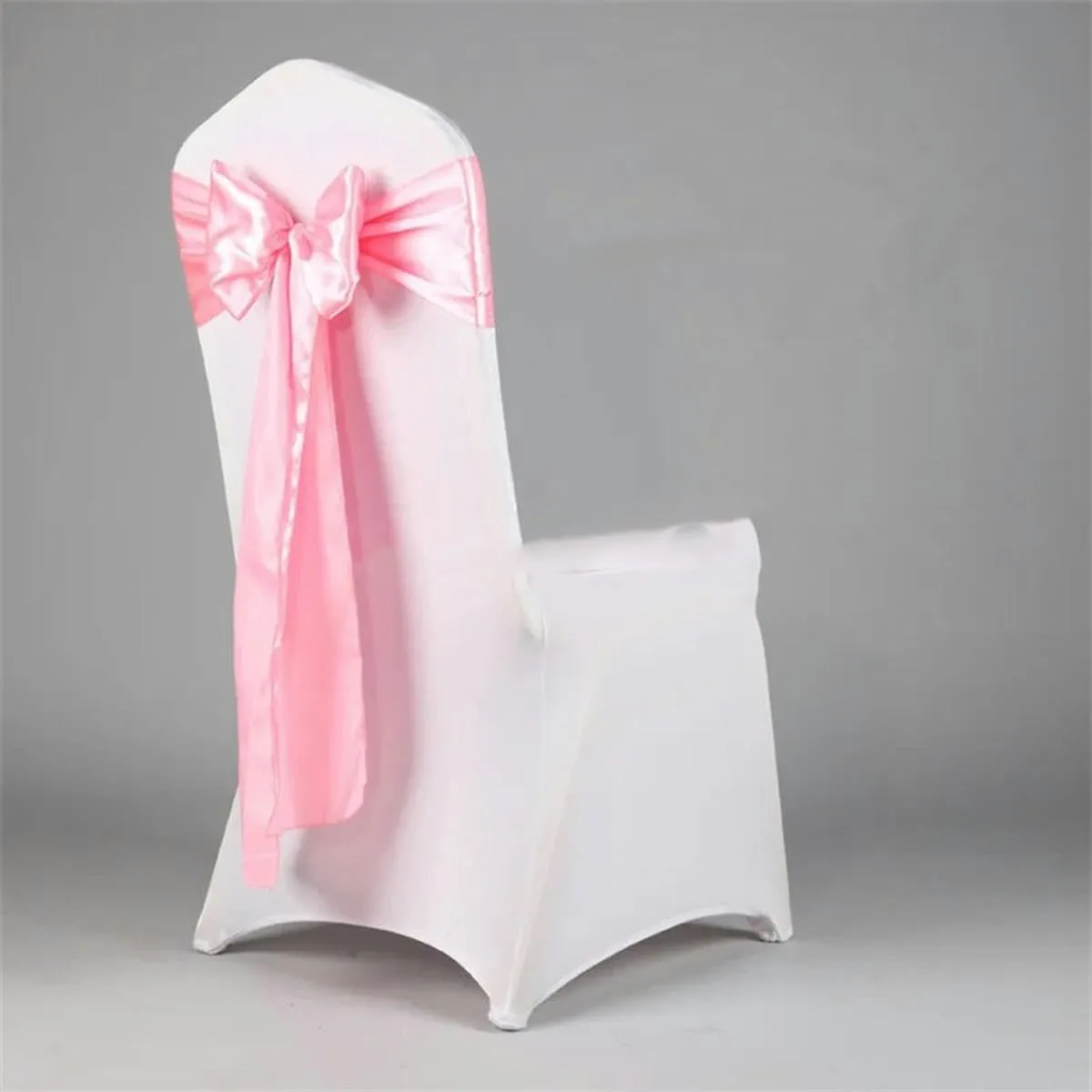 Banquet Satin Chair Sash Tie Bow with Gold Net Buckle for Event Decoration-gold-100pcs (Pickle 100pcs)