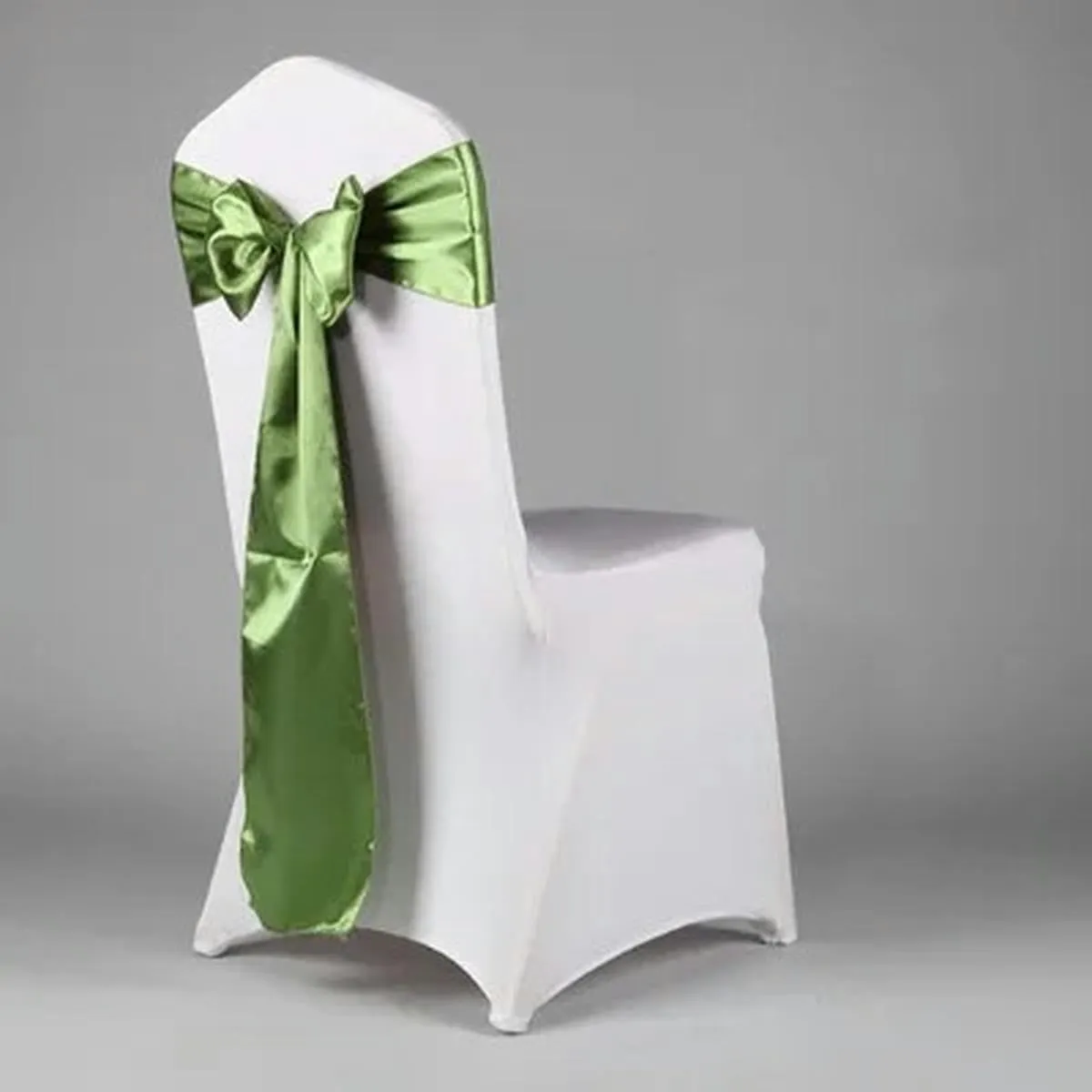 Banquet Satin Chair Sash Tie Bow with Gold Net Buckle for Event Decoration-gold-100pcs (Pickle 100pcs)