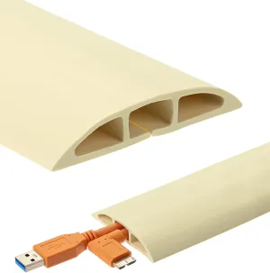 Bates 10ft Floor Cord Cover - Cable Protector and Hider in Cream - Extension Cord Concealer for Floors
