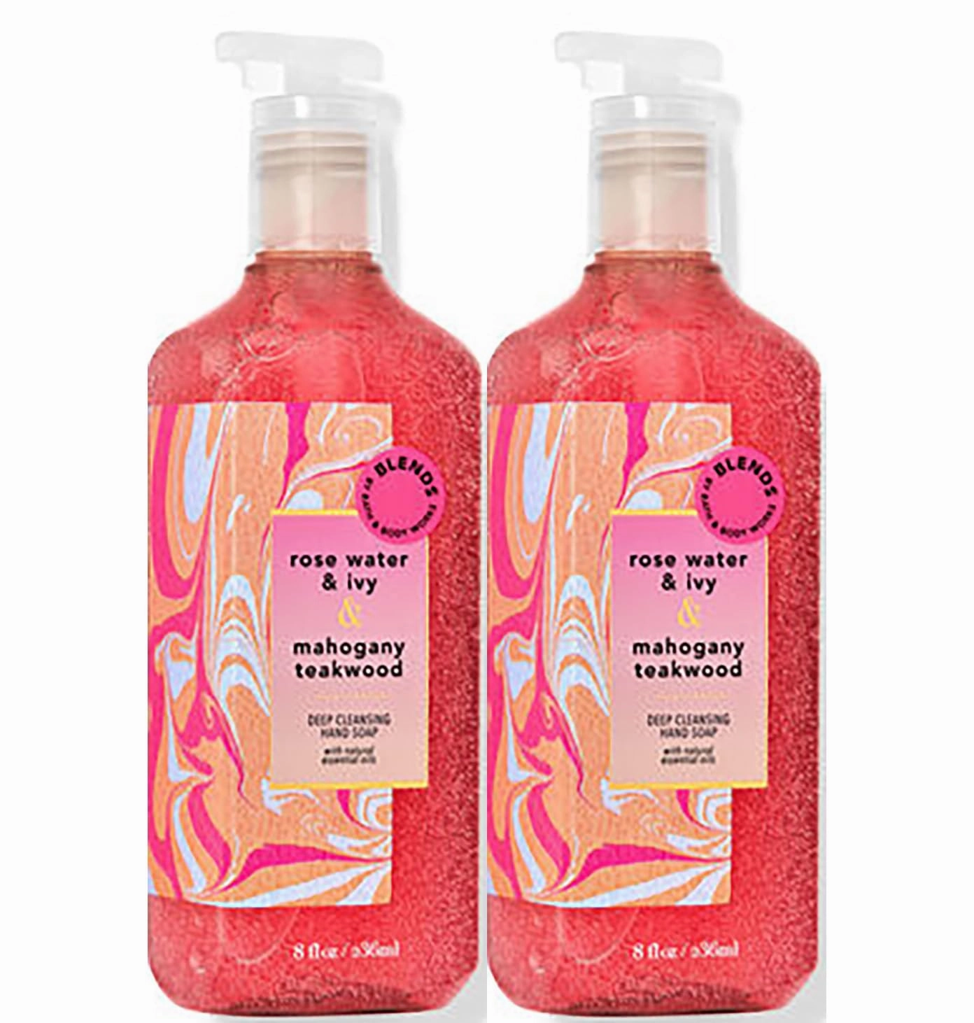 Bath & Body Works Rose Water & Ivy & Mahogany Teakwood Hand Soap, Cleansing Gel, 8 Fl Oz (Pack of 2) (Rose Water & Ivy & Mahogany Teakwood)