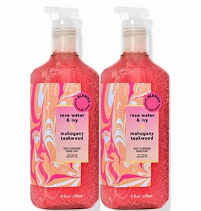 Bath & Body Works Rose Water & Ivy & Mahogany Teakwood Hand Soap, Cleansing Gel, 8 Fl Oz (Pack of 2) (Rose Water & Ivy & Mahogany Teakwood)