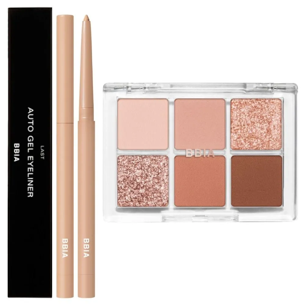 BBIA Last Auto Gel Eyeliner (12 CREAM BEIGE)   Ready To Wear Eye Palette (03 DRY FLOWER) Bundle Set