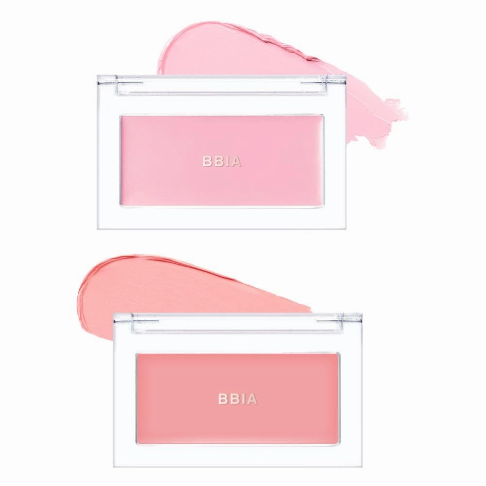 BBIA Ready To Wear Downy Cheek Cream Blush 2P Set (07 DOWNY ANGEL   01 DOWNY PINK) / Blendable and Lightweight Cheek Makeup, Highly Pigmented with Long Wearing Formula