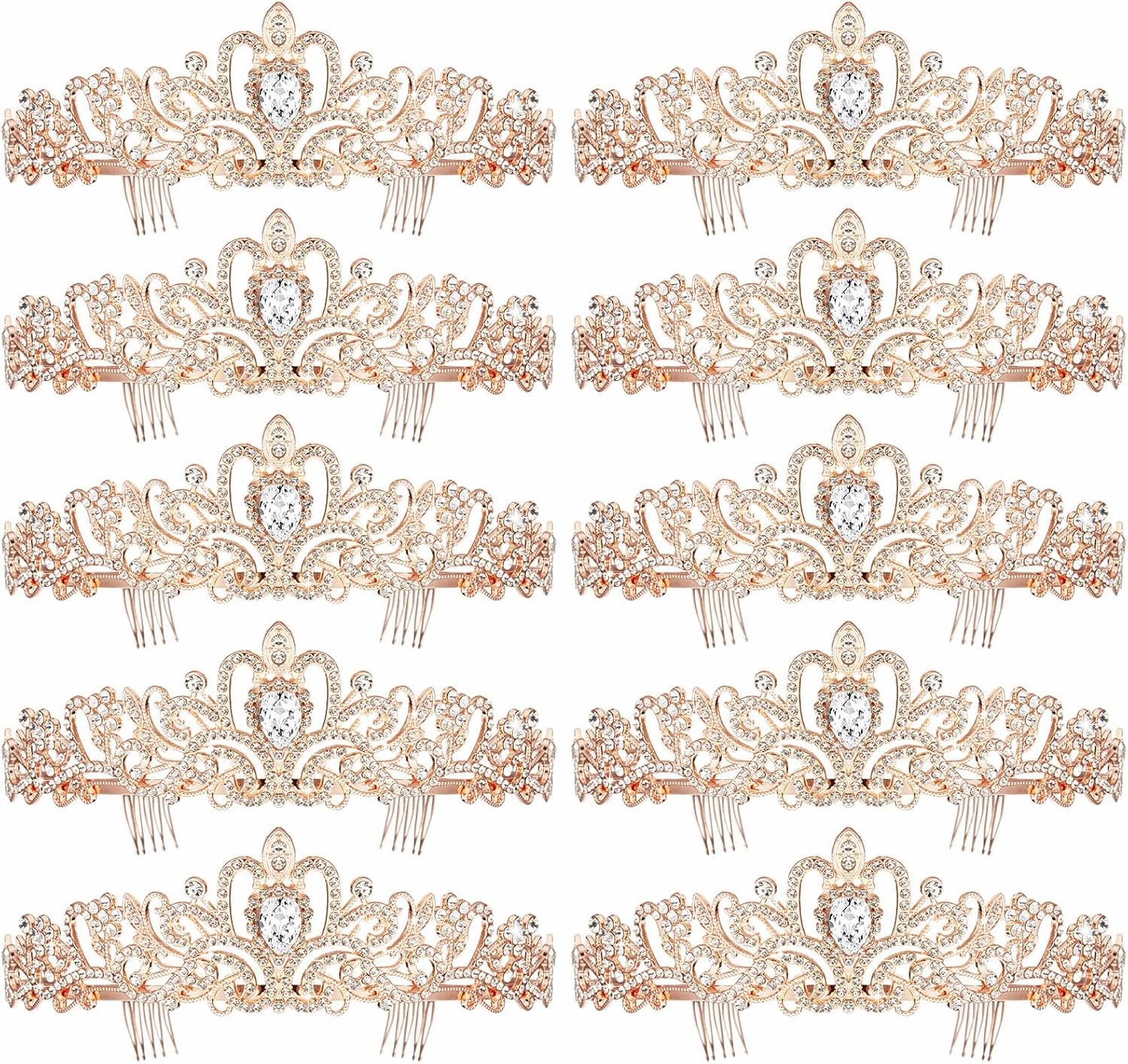 BBTO 10 Pcs Crystal Tiara and Crowns for Women Girls Princess Rhinestone Crown Queen Headband with Combs Bride Tiara for Birthday Party Wedding Prom Hair Accessories