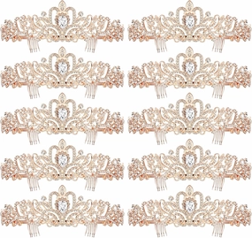 BBTO 10 Pcs Crystal Tiara and Crowns for Women Girls Princess Rhinestone Crown Queen Headband with Combs Bride Tiara for Birthday Party Wedding Prom Hair Accessories