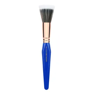 Bdellium Tools Professional Makeup Brush - Golden Triangle 955 Duo Fibre Finishing - With All Vegan and Soft Synthetic Fibers, For Stippling, Lightweight Application (Blue, 1pc)