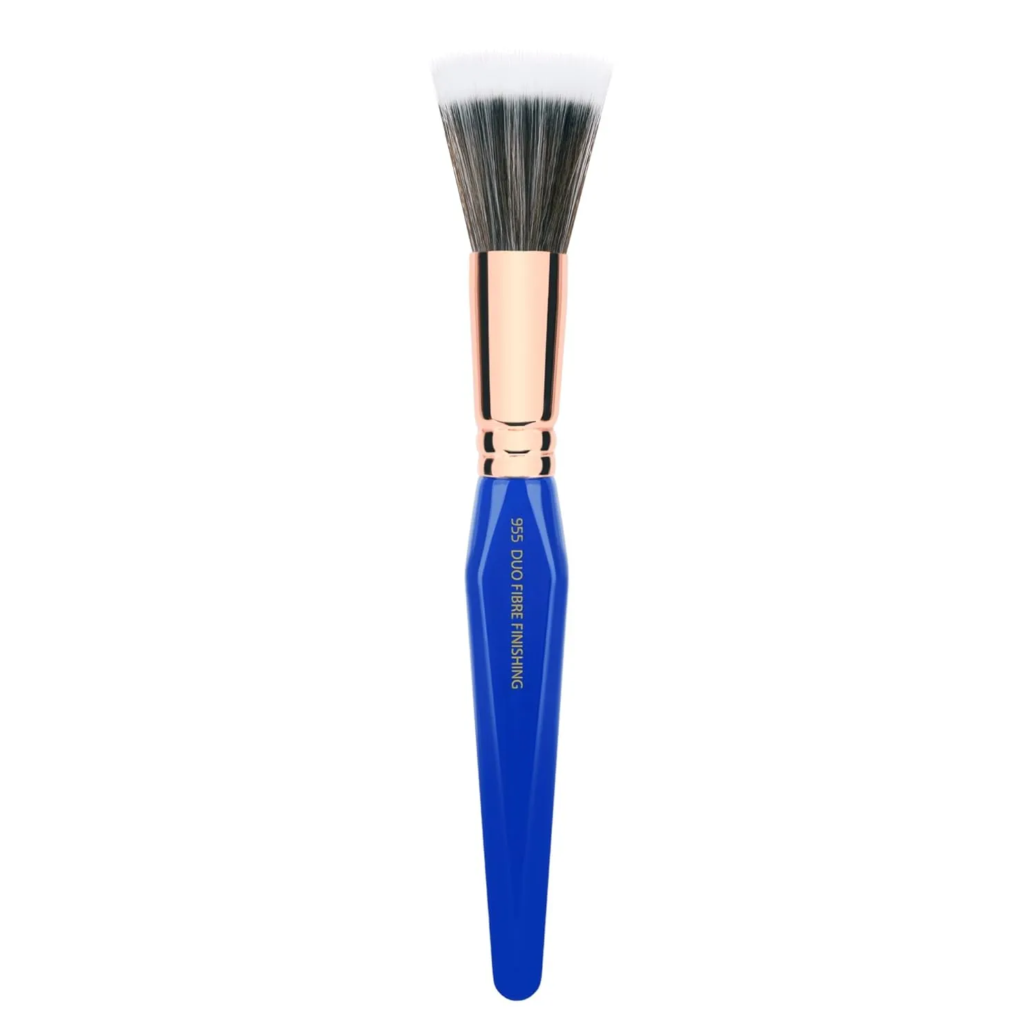 Bdellium Tools Professional Makeup Brush - Golden Triangle 955 Duo Fibre Finishing - With All Vegan and Soft Synthetic Fibers, For Stippling, Lightweight Application (Blue, 1pc)