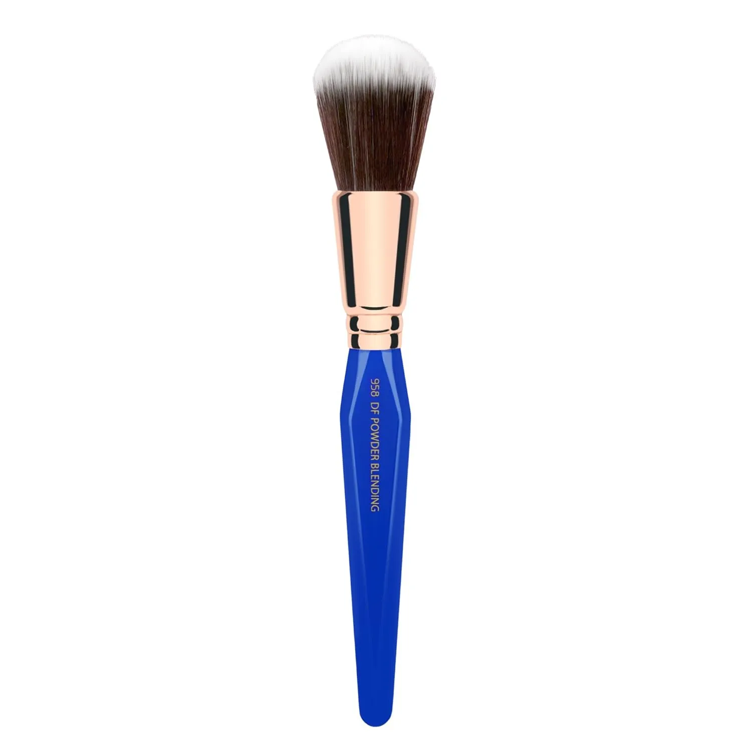 Bdellium Tools Professional Makeup Brush - Golden Triangle 958 Duo Fibre Powder Blending - With All Vegan and Soft Synthetic Fibers, For Blending Powder (Blue, 1pc)
