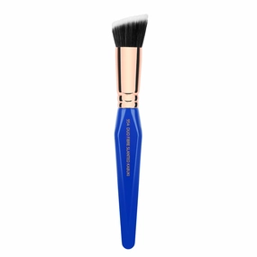 Bdellium Tools Professional Makeup Brush - Golden Triangle 954 Duo Fibre Slanted Kabuki - With All Vegan and Soft Synthetic Fibers, For Stippling, Buffing, Blending (Blue, 1pc)