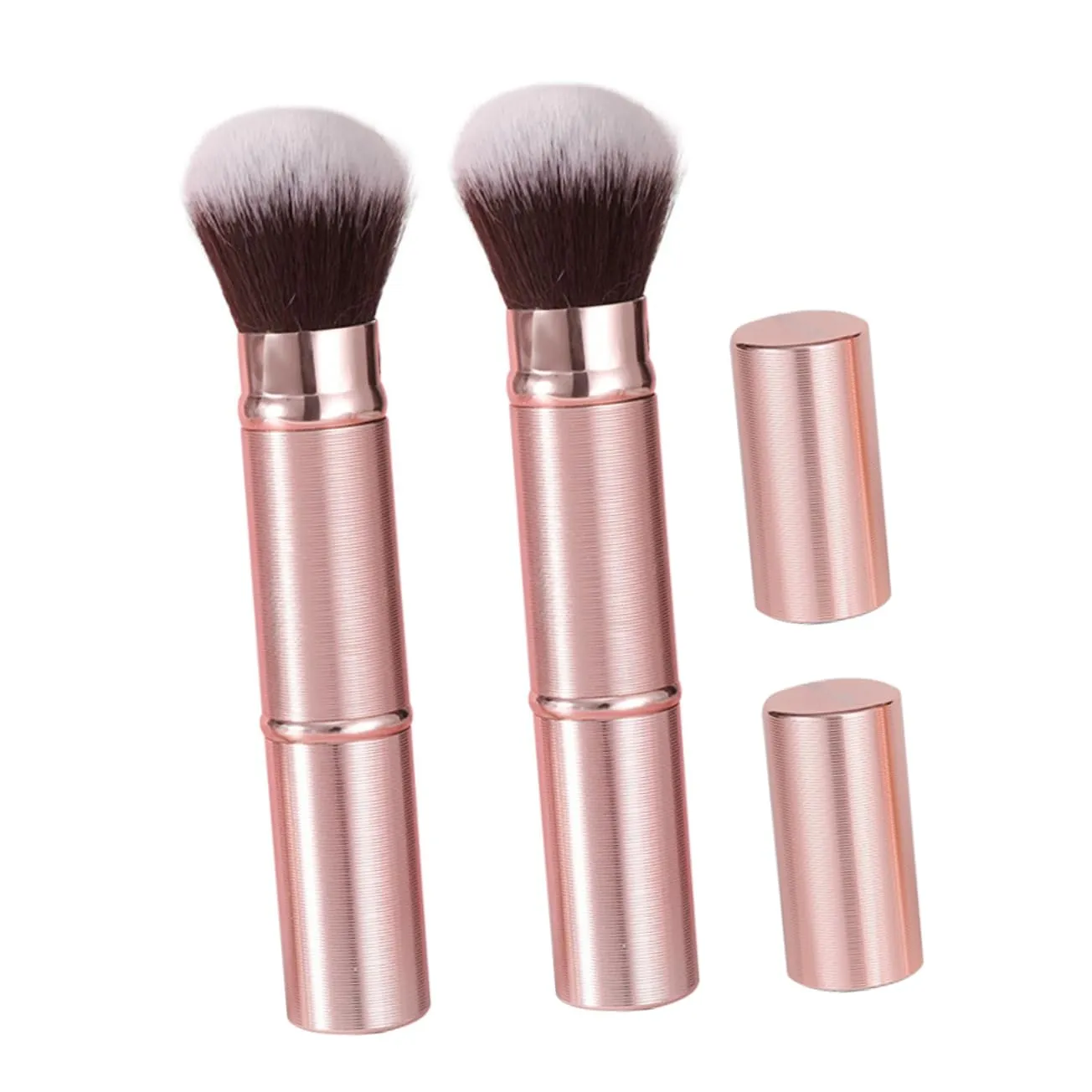 Beaupretty 2Pcs Dual Ended Makeup Brush Retractable Foundation Blush Brush with Protective Cap Multi Functional Soft Bristles for Travel Everyday Use Makeup Tool