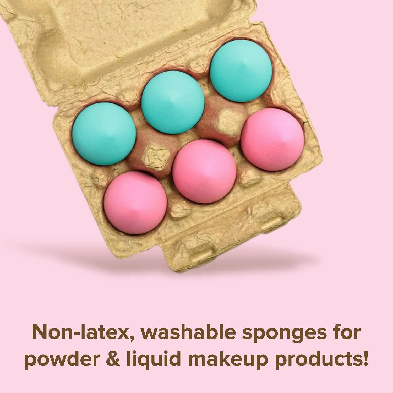 Beauty Bakerie Blending Egg Beauty Sponge Cosmetic Face Make up Blender Sponge Applicator for Powder, Liquid, Foundation, Concealer and Blending, Latex Free 6 Pack Set, Pink/Turquoise