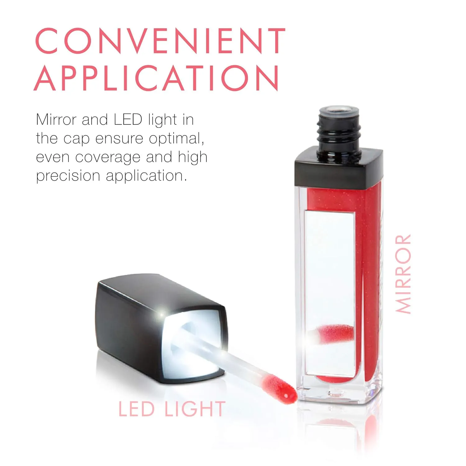 Beauty For Real Lip Gloss   Shine, Light My Fire - Opaque Everyday Red - Non-Sticky Plumping & Hydrating Gloss - Light & Mirror In Cap - Contains Marine Collagen - 0.15 fl oz
