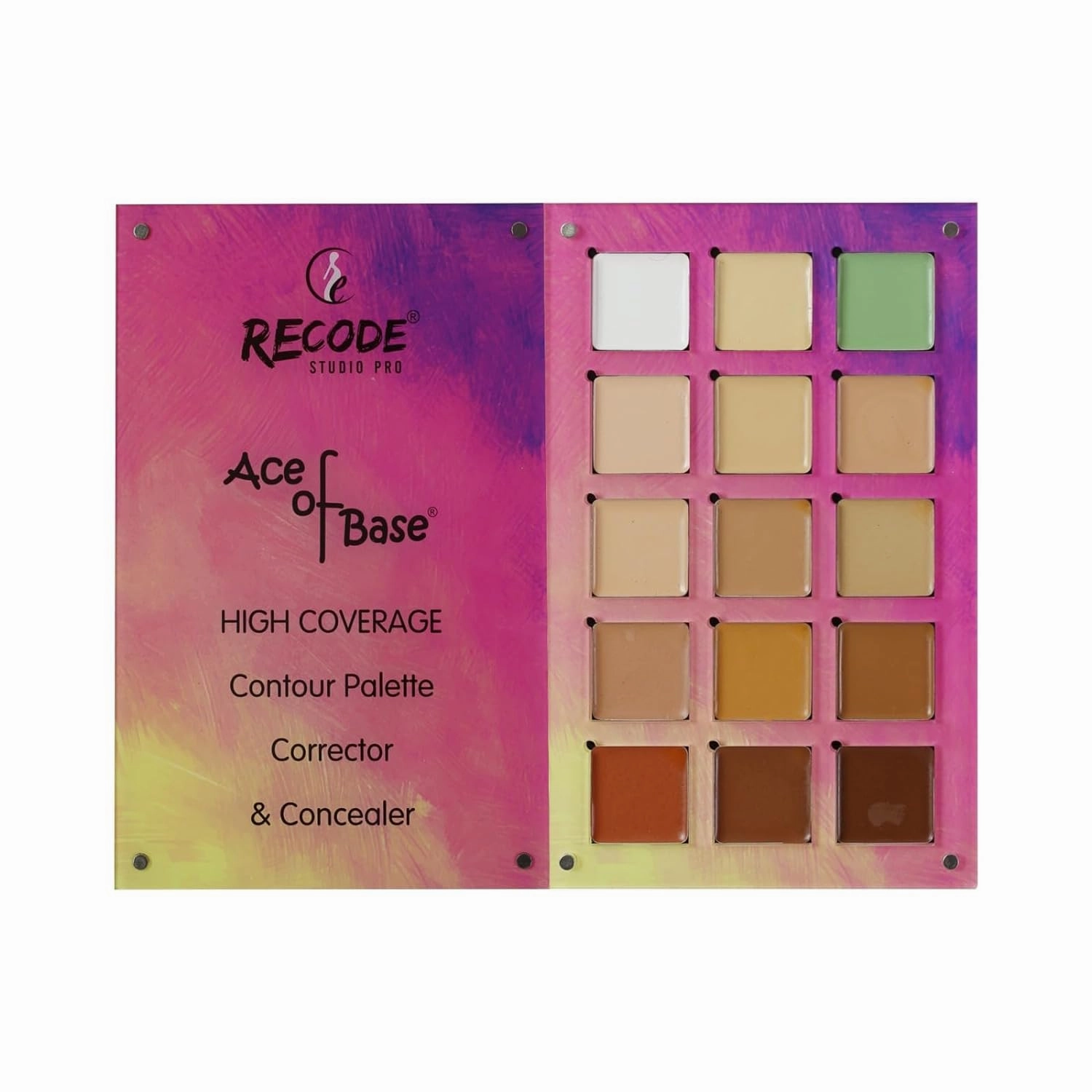 Beauty Concealer, Colour Corrector & Contour Palette, Erases Dark Circles, Uneven Skin Tone, Redness, Blemishes, Even Scars, 15 Shades