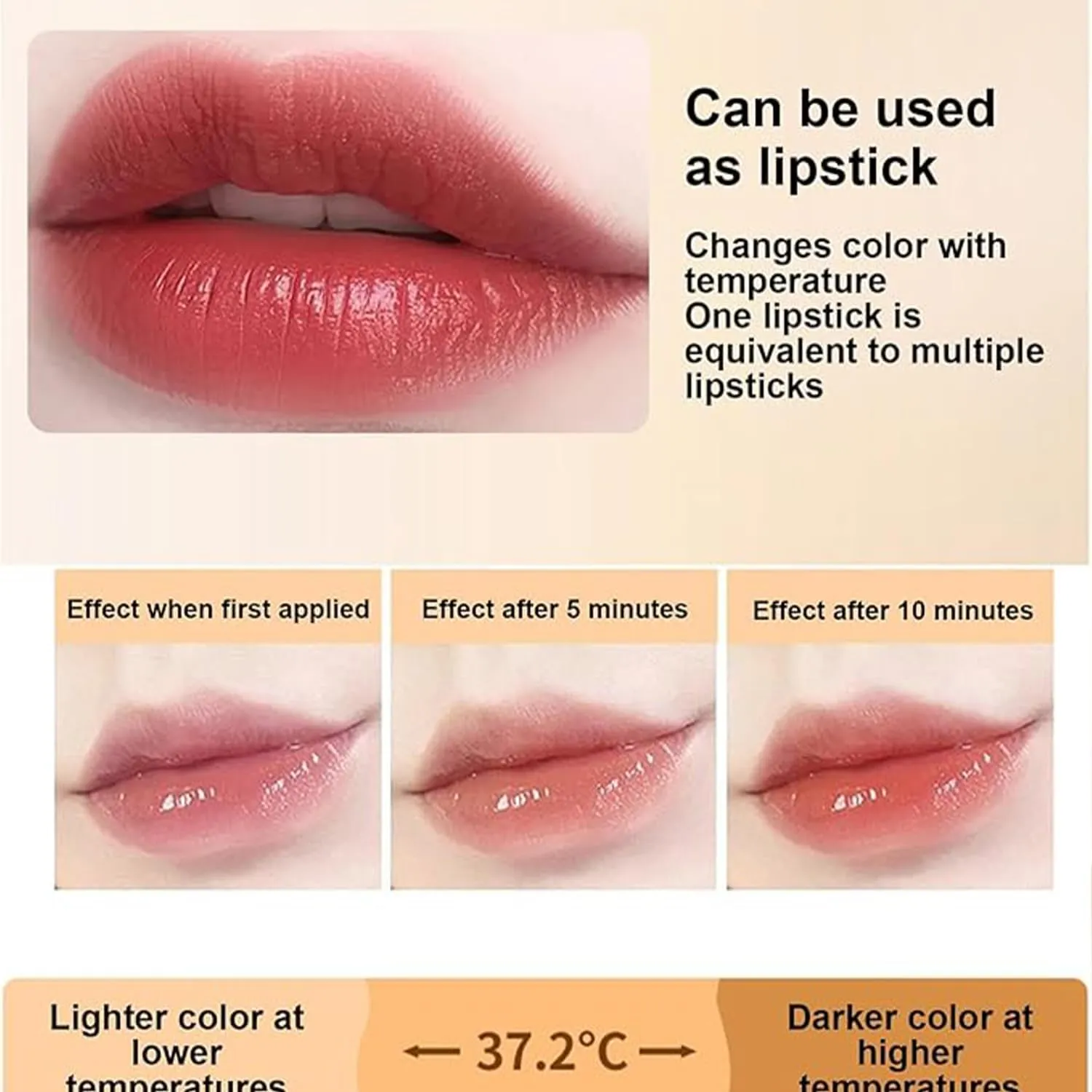 BEDARP Beneficial Lipstick, Beneficial Lip Stain, Color Changing Lipstick, Gold Crystal Color Changing 𝐋𝐢𝐩𝐬𝐭𝐢𝐜𝐤, Moodlipstick 𝐂𝐨𝐥𝐨𝐫 𝐂𝐡𝐚𝐧𝐠𝐢𝐧𝐠 Long Lasting