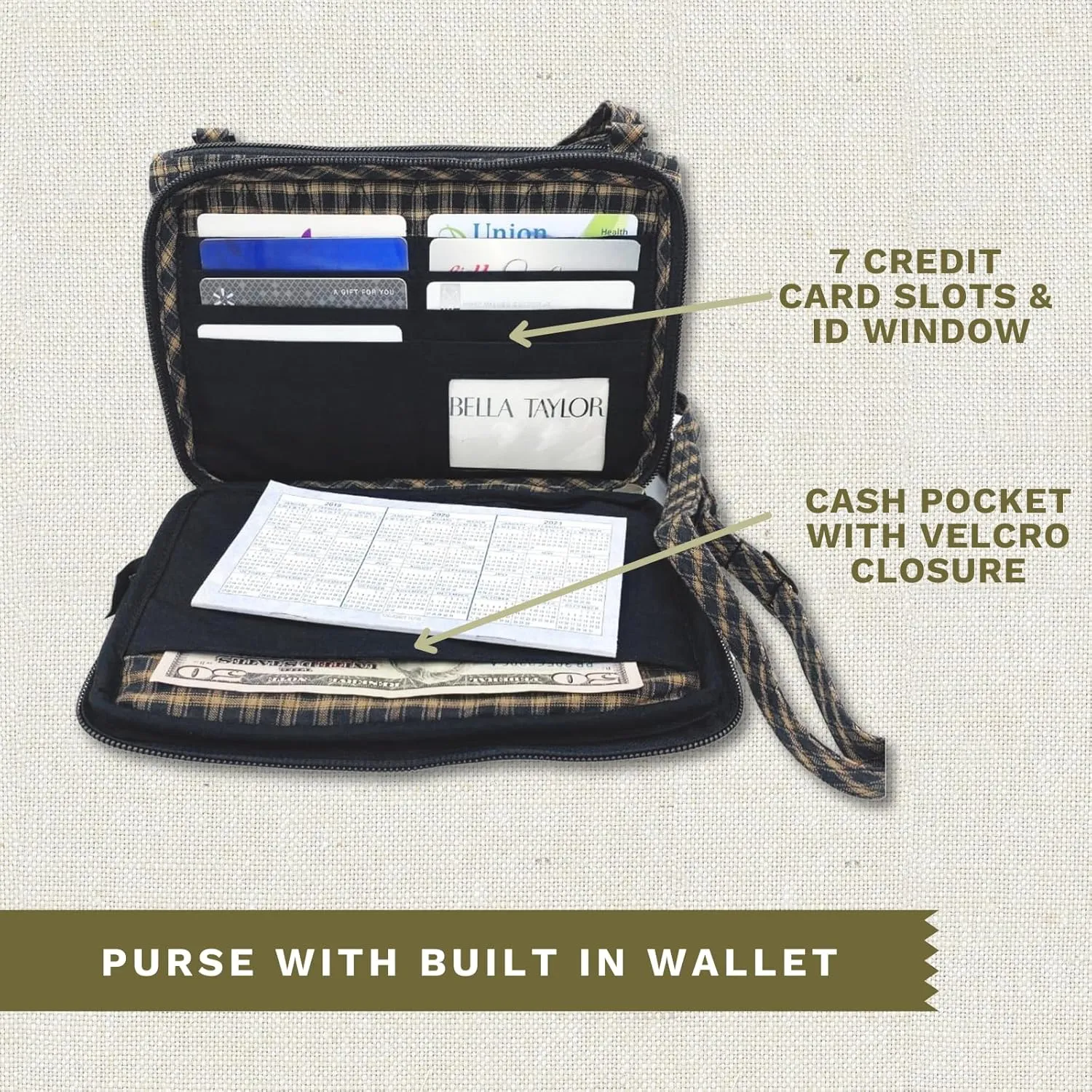 Bella Taylor Essentials Crossbody Purse with Built In Wallet