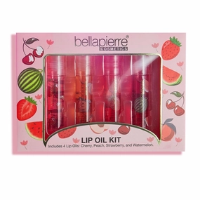 bellapierre Cosmetics 4-Piece Natural Lip Oil Kit | Moisturizing Lip Gloss Set | Fruit Flavored Lip Oil Collection with Rollerball Applicator