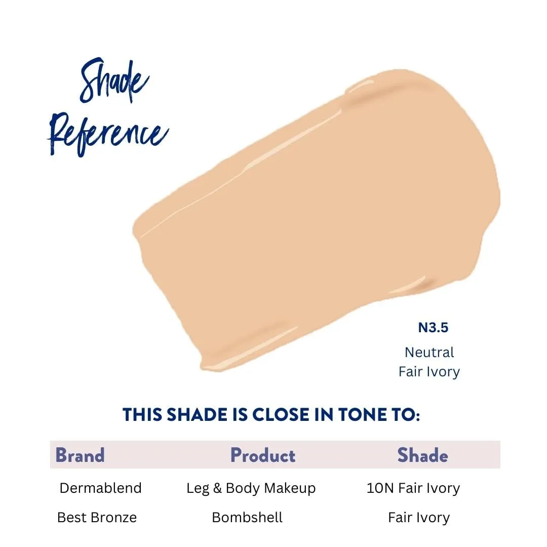Best Bronze Bombshell Body Makeup - Tattoo Cover Up Makeup & Body Foundation Waterproof - Tattoo Concealer Waterproof for Scars, Varicose Veins Cover Up & Leg Foundation (N3.5 Fair Ivory)