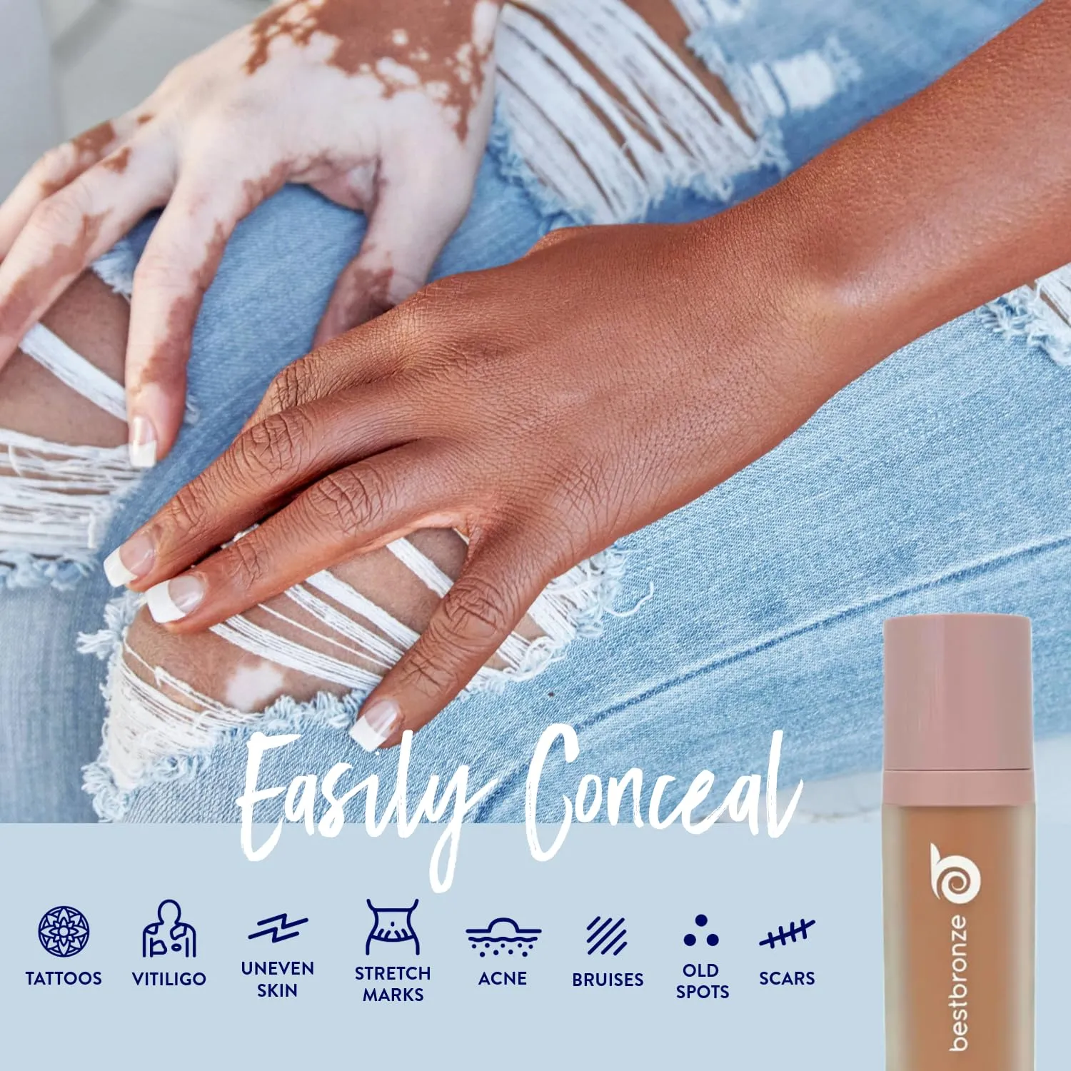 Best Bronze Bombshell Body Makeup - Tattoo Cover Up Makeup & Body Foundation Waterproof - Tattoo Concealer Waterproof for Scars, Varicose Veins Cover Up & Leg Foundation (NC42 True Medium Beige)