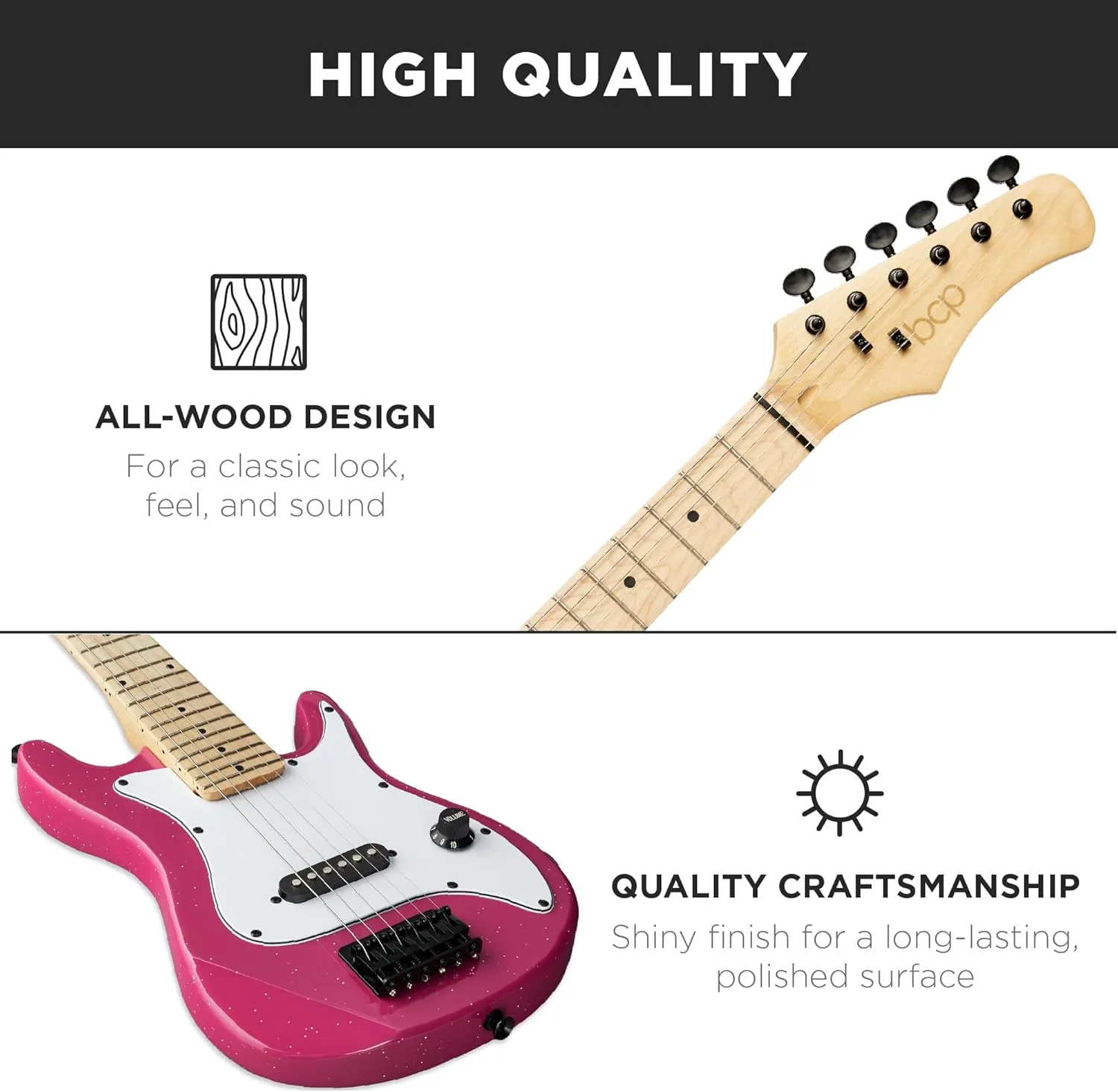 Best Choice Products 30in Kids Electric Guitar Beginner Starter Kit w/ 5W Amplifier, Strap, Gig Bag, Strings, Picks - Pink Sparkle
