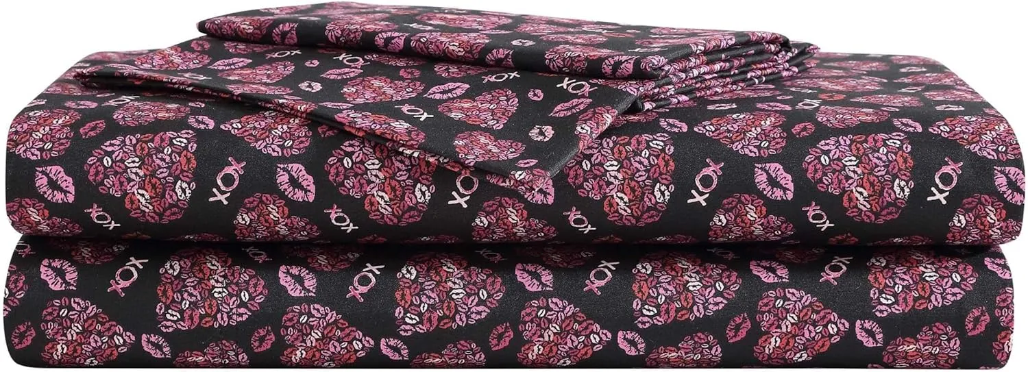 Betsey Johnson - Queen Bed Sheets, Super Soft Bedding with Matching Sham(s), Fade & Wrinkle Resistant Bed Essentials (Lipstick Betsey Pink, Queen)