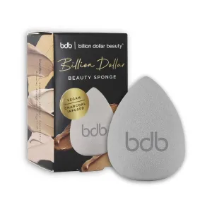 Billion Dollar Brows Cosmetics Beauty Sponge Blender - Latex Free & Vegan Charcoal-Infused Makeup Blender Sponge - For Powder, Cream, or Liquid Application - One Piece Make Up Sponge (1 Pack)