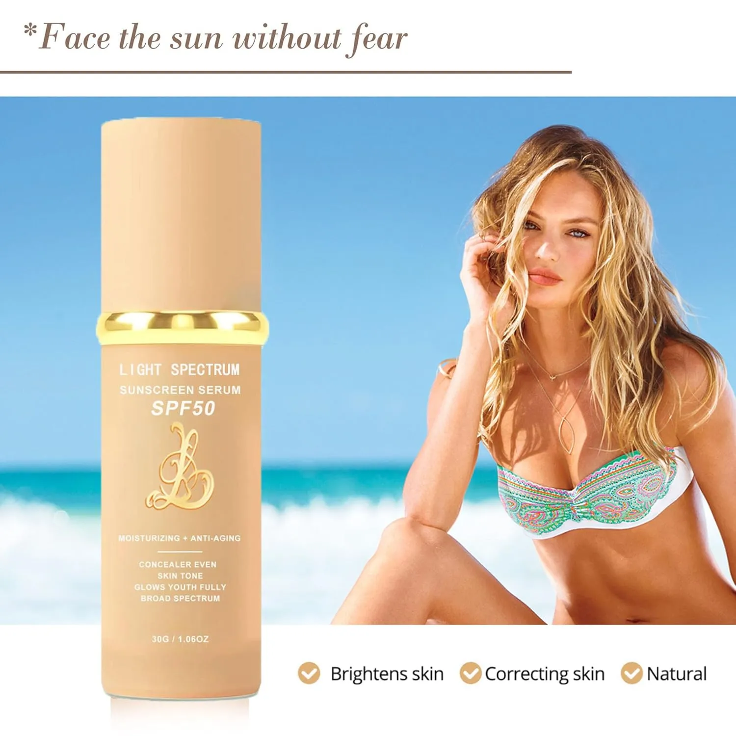 Biological Match 4-in-1 Foundation - Light/Medium Spectrum, Mature Skin Color Changed, Protect from Sun SPF 50  Concealers Waterproof (Light, 1 Ounce)