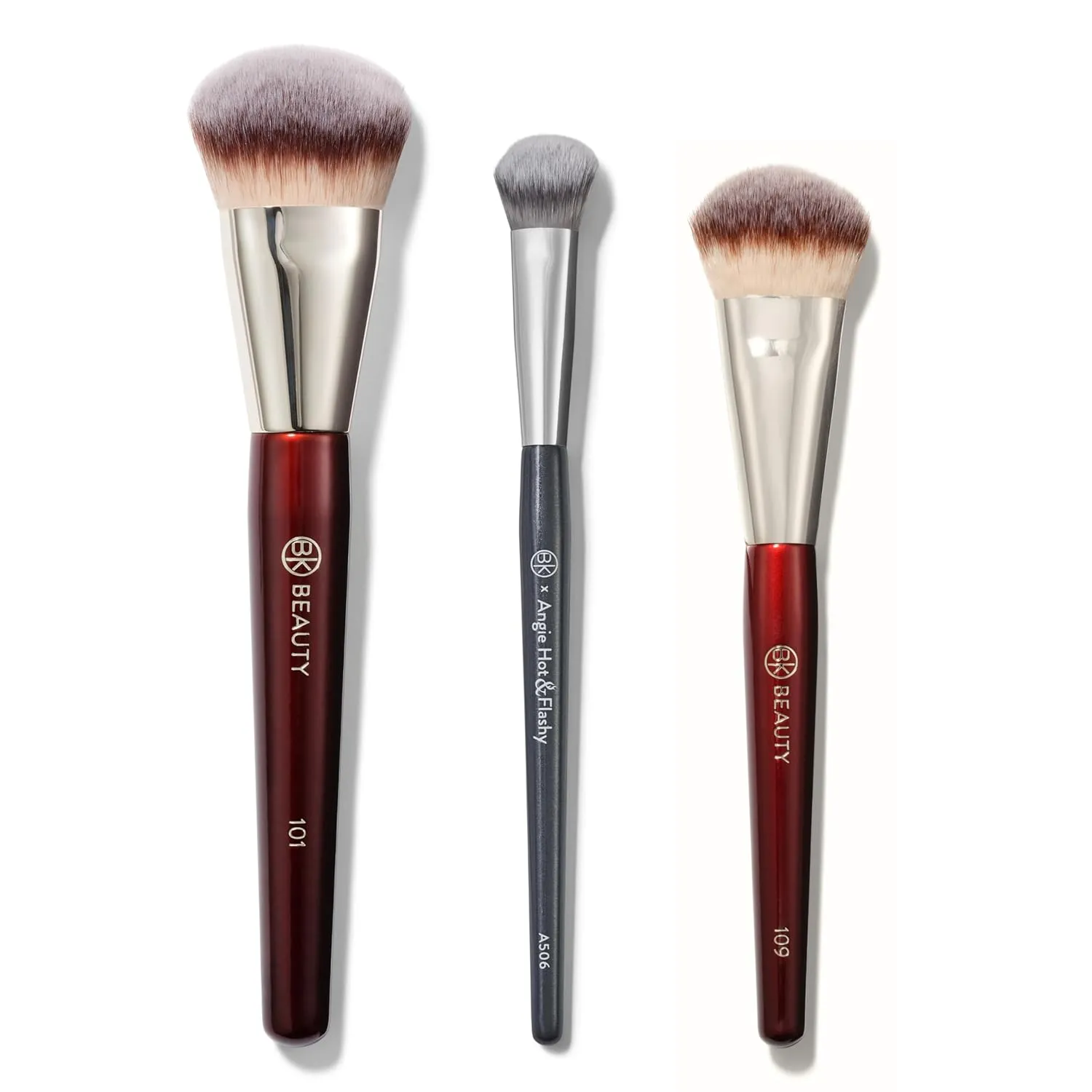 BK Beauty Brushes Set - A506, 109 & 101 Concealer, Contoured Foundation, and Mini Foundation Brushes - Essential Makeup Brush Trio for Flawless Application