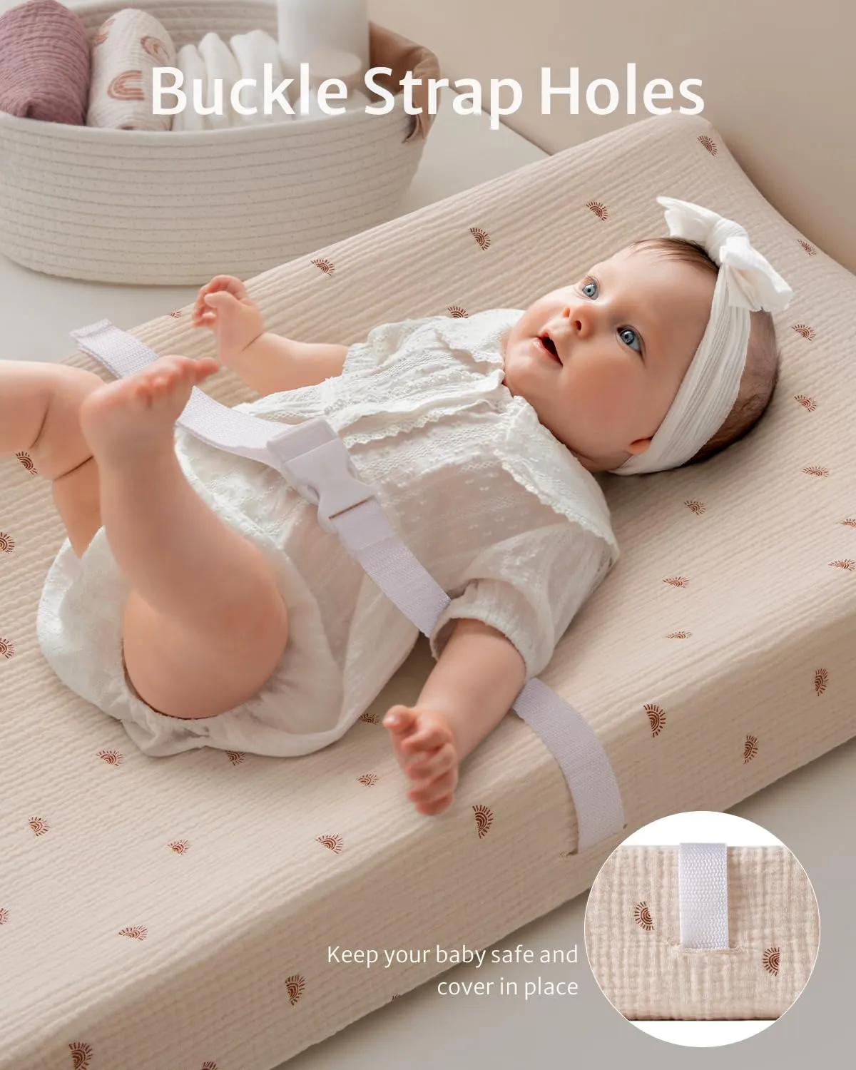 Blissful Diary Muslin Changing Pad Cover for Girls Boys, Ultra Soft Breathable Cotton, Baby Diaper Change Table Pad Covers, 2Pack (Sunshine&Blush Pink)