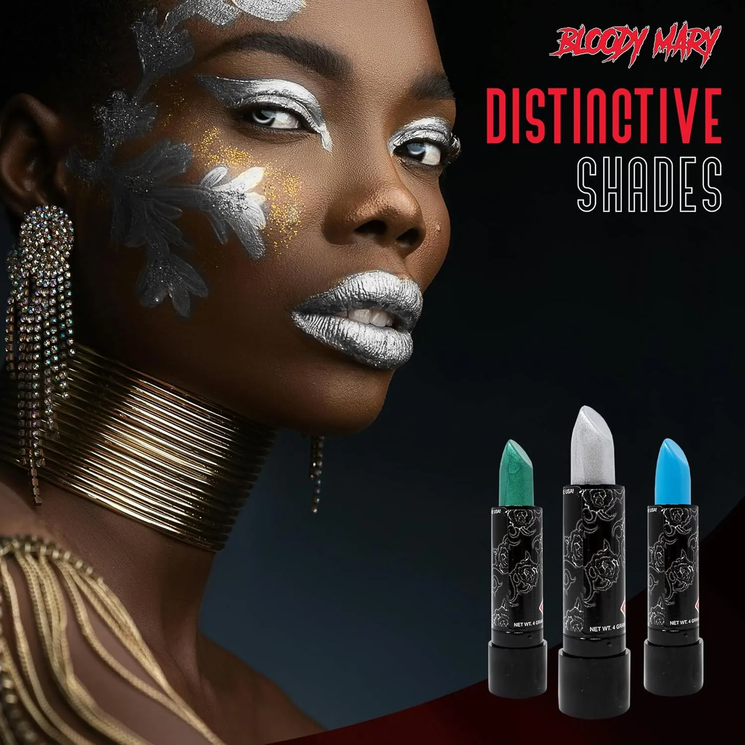 Bloody Mary Lipstick Professional Hollywood Makeup Quality -Creamy & Long Lasting – Fashionable Eccentric Gothic Style - Ideal For Halloween - Unique Color & Rich Pigment (Blood Red)
