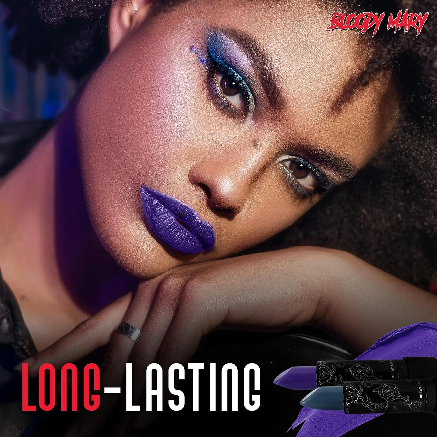 Bloody Mary Lipstick Professional Hollywood Makeup Quality -Creamy & Long Lasting – Fashionable Eccentric Gothic Style - Ideal For Halloween - Unique Color & Rich Pigment (Blood Red)