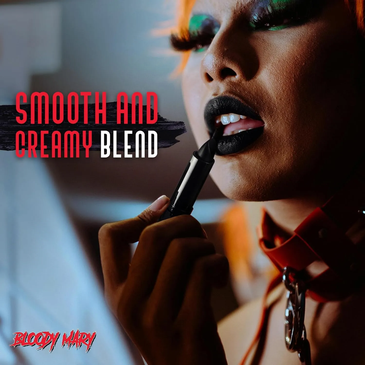 Bloody Mary Lipstick Professional Hollywood Makeup Quality -Creamy & Long Lasting – Fashionable Eccentric Gothic Style - Ideal For Halloween - Unique Color & Rich Pigment (Blood Red)