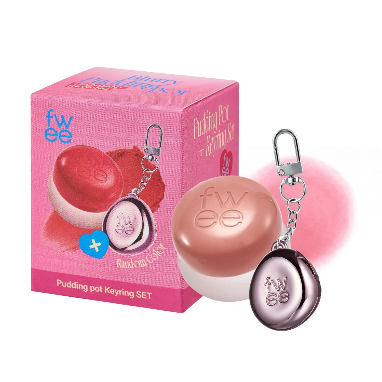 Blurry Pudding Pot   Keychain SET | Airbrushed Blush & Lip, Buildable Pigment, Long-lasting, Lightweight, Easy to Blend, Natural Soft Matte Finish Makeup – Like (Light Pink) | 0.17 oz