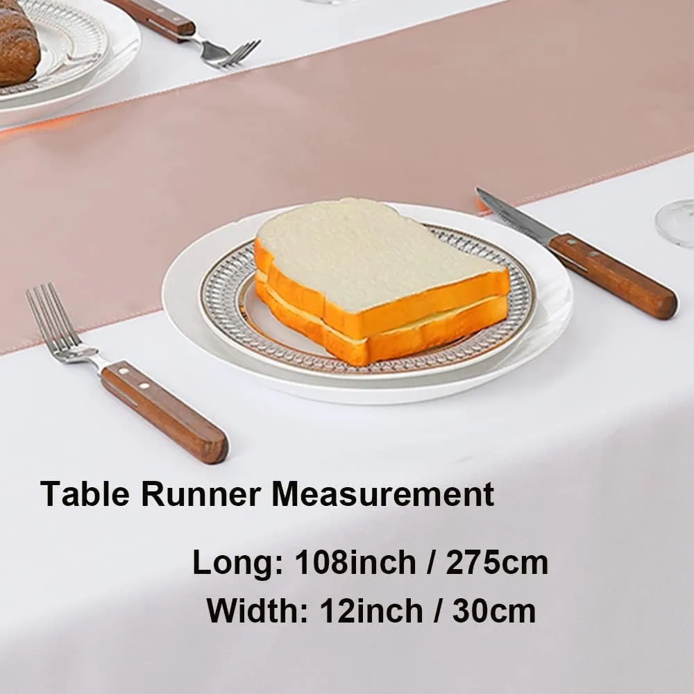 Blush Pink Satin Table Runners 10 Pack, Gankar Rose Gold Table Runner for Wedding Parties Birthday Decor, Light Rose Gold Runners for Tables Gender Reveal Banquet Restaurant Decor