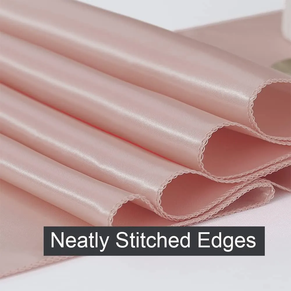 Blush Pink Satin Table Runners 10 Pack, Gankar Rose Gold Table Runner for Wedding Parties Birthday Decor, Light Rose Gold Runners for Tables Gender Reveal Banquet Restaurant Decor