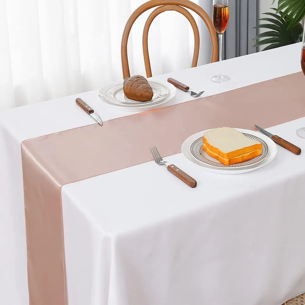 Blush Pink Satin Table Runners 10 Pack, Gankar Rose Gold Table Runner for Wedding Parties Birthday Decor, Light Rose Gold Runners for Tables Gender Reveal Banquet Restaurant Decor