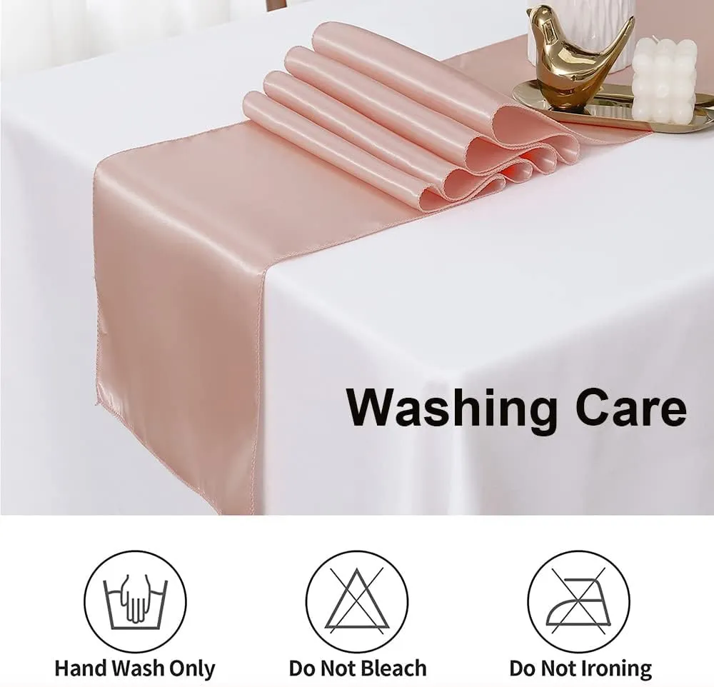 Blush Pink Satin Table Runners 10 Pack, Gankar Rose Gold Table Runner for Wedding Parties Birthday Decor, Light Rose Gold Runners for Tables Gender Reveal Banquet Restaurant Decor