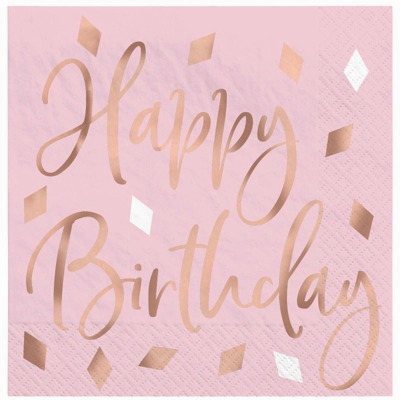 Blush Birthday Beverage Napkins (PK16)