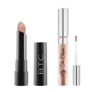 Blushing Bride Premium Nude Lipstick and Champagne Glitter Gloss Top Coat Bundle